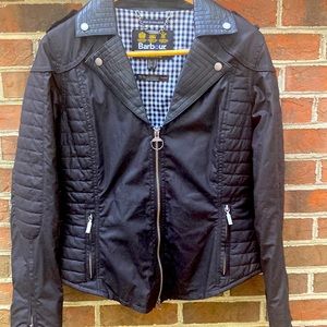 Barbour waxed cotton and leather Moto jacket